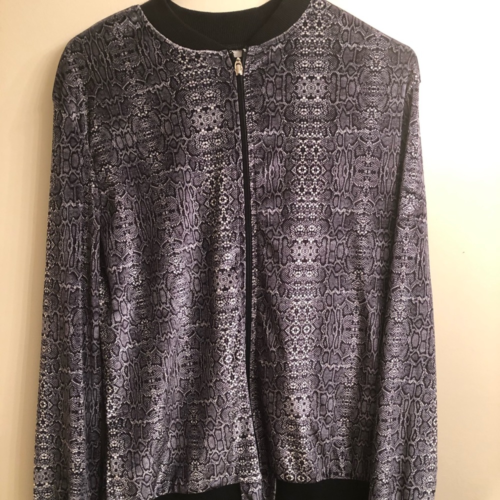 BooHooMAN grey and black suede snake skin jacket